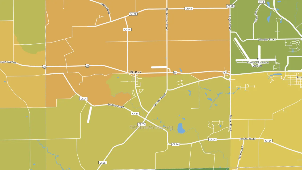 Big Rock, IL Map of Burglary Rates