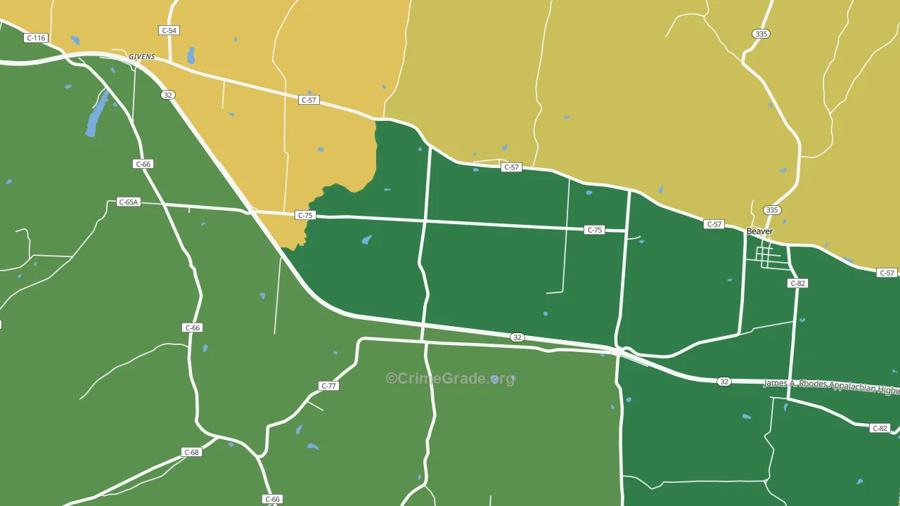 Big Rock, OH Map of Burglary Rates
