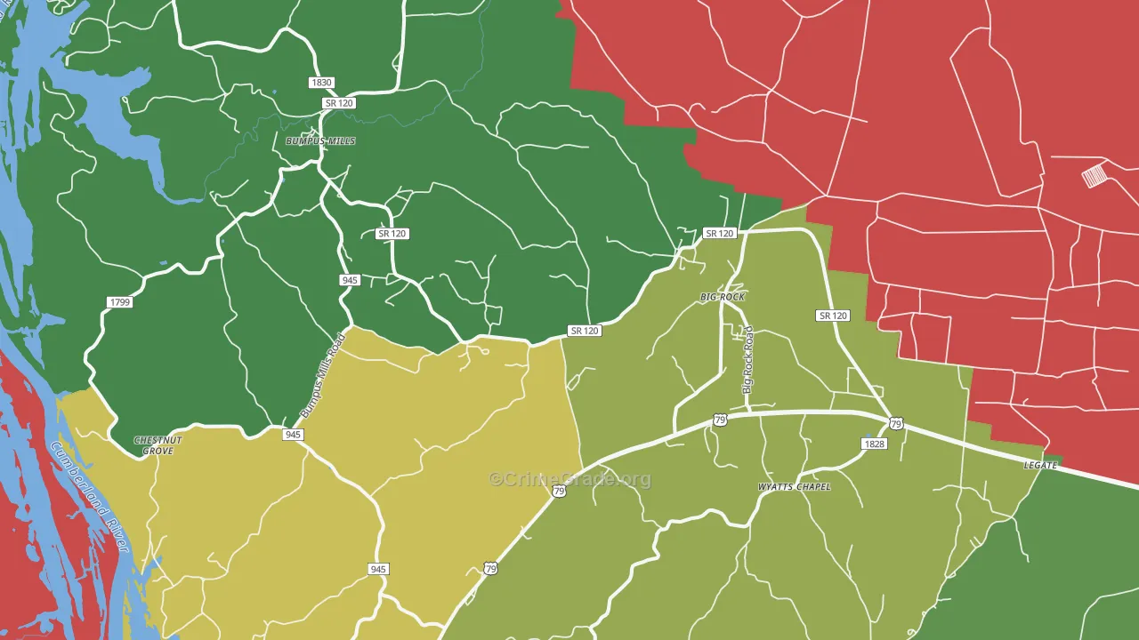 Big Rock, TN Map of Burglary Rates