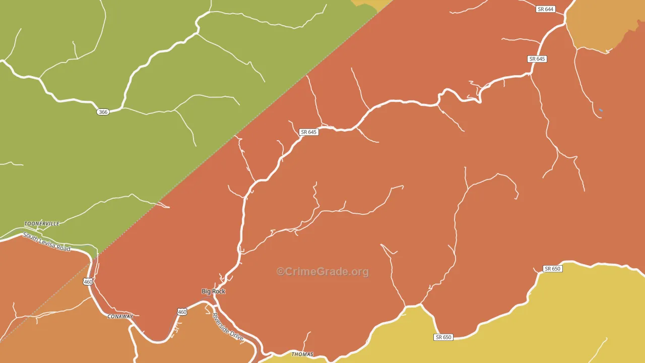 Big Rock, VA Map of Burglary Rates