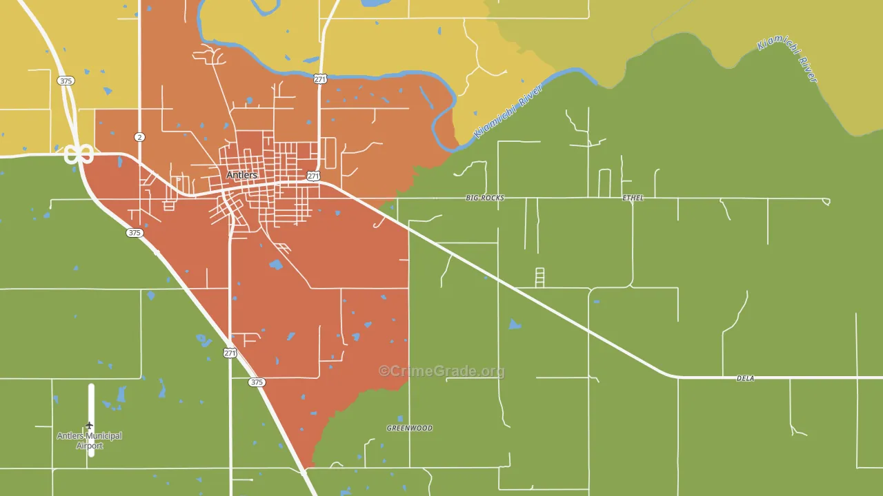 Big Rocks, OK Map of Burglary Rates