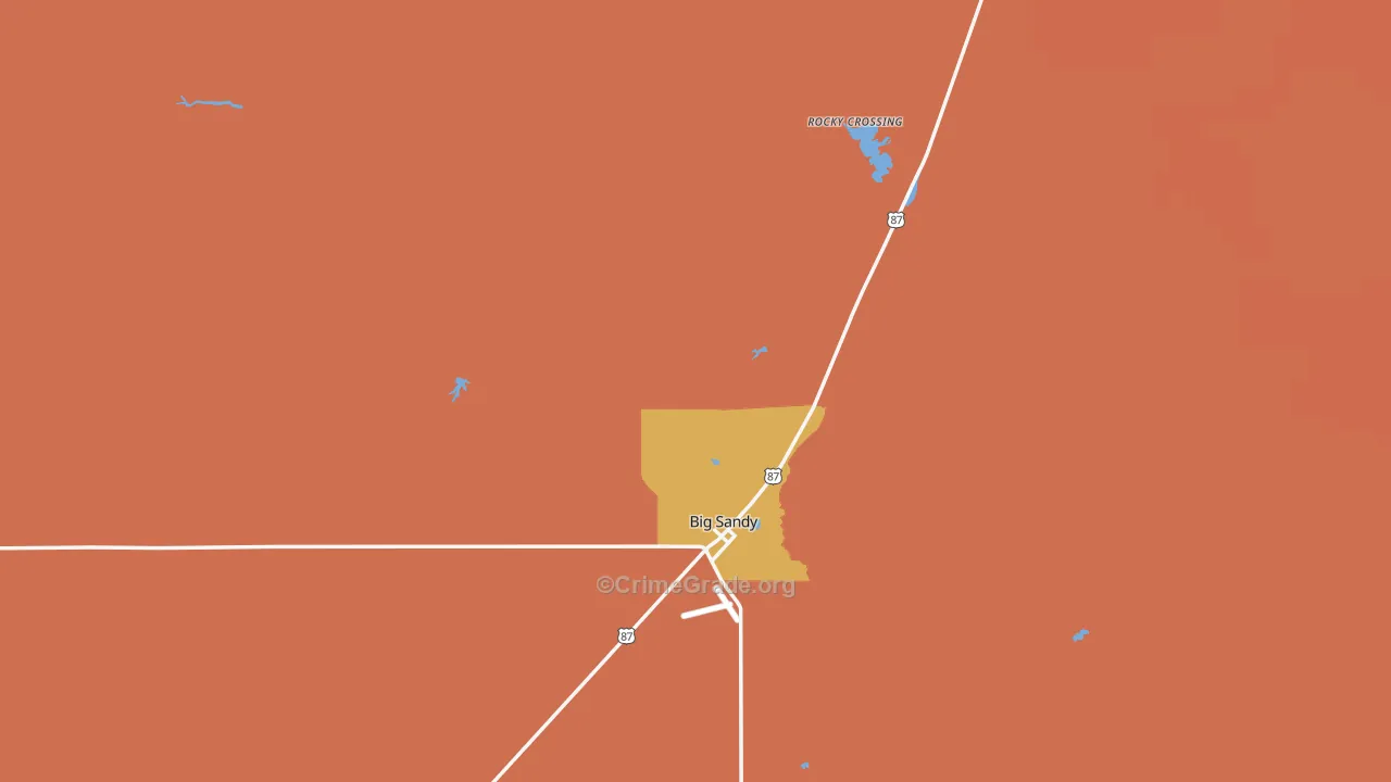 Big Sandy, MT Map of Burglary Rates