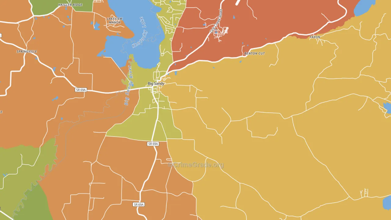 Big Sandy, TN Map of Burglary Rates
