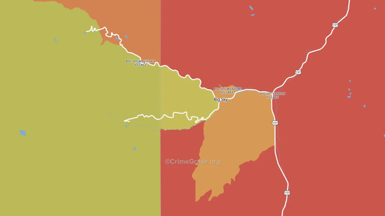 Big Sky, MT Map of Burglary Rates