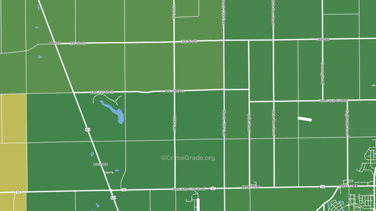 Big Springs, IN Map of Burglary Rates