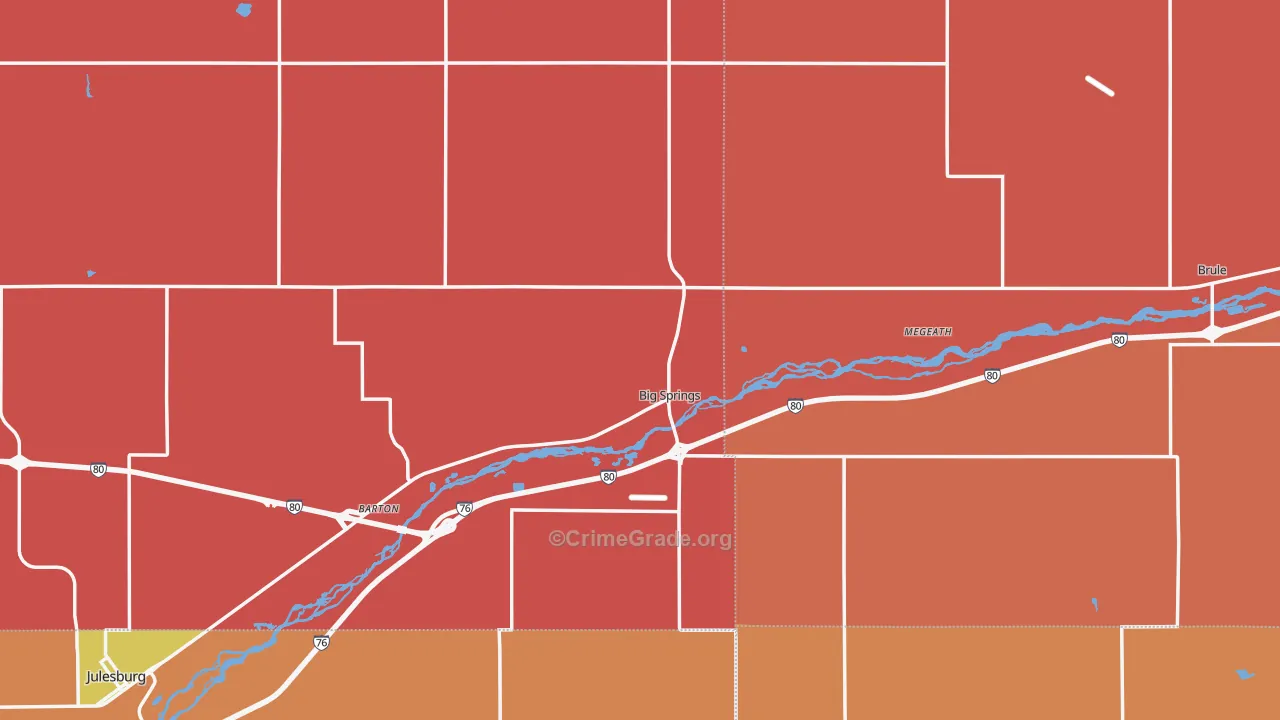 Big Springs, NE Map of Burglary Rates