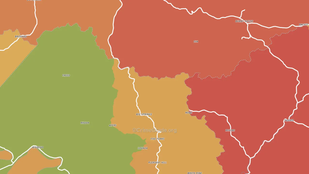 Big Springs, WV Map of Burglary Rates