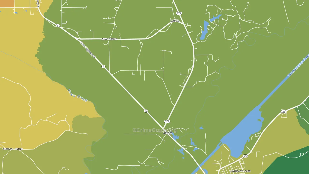 Bigbee, MS Map of Burglary Rates