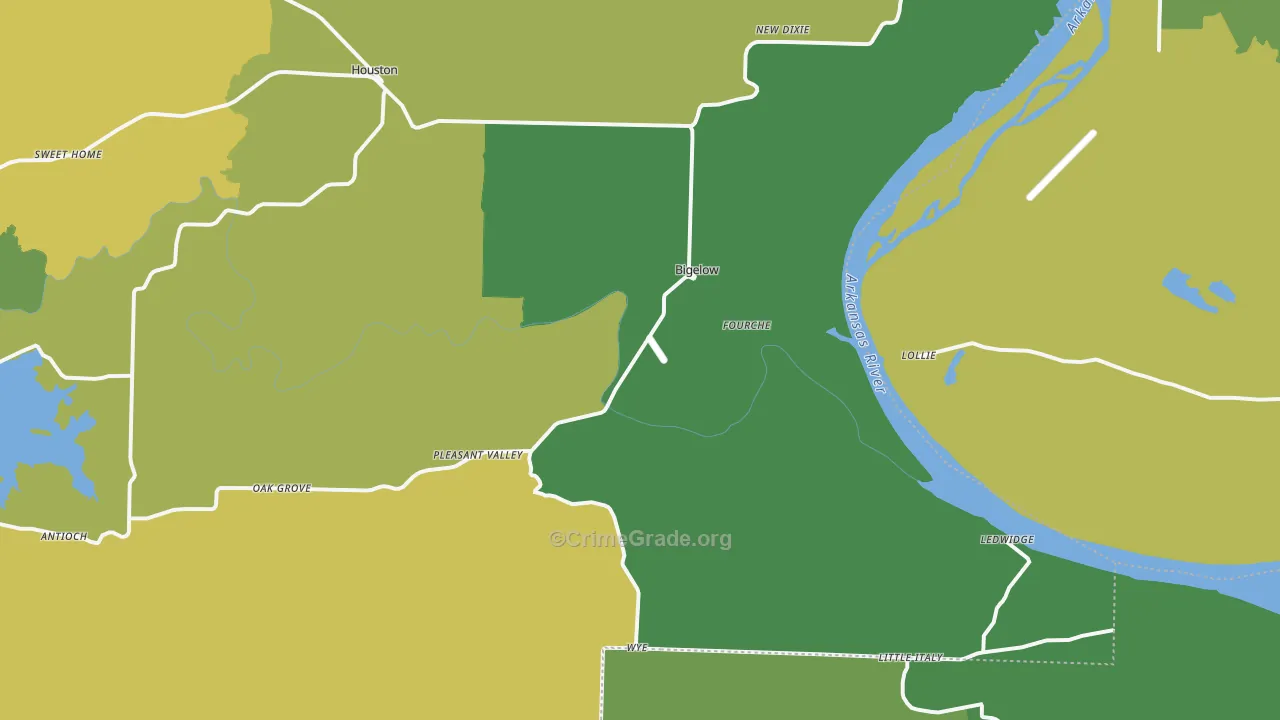 Bigelow, AR Map of Burglary Rates