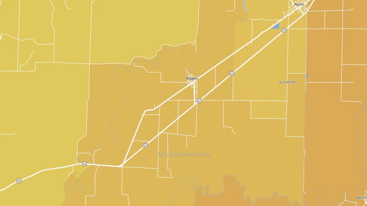Biggers, AR Map of Burglary Rates