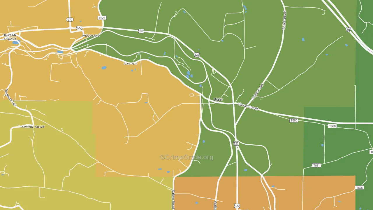 Bigler, PA Map of Burglary Rates