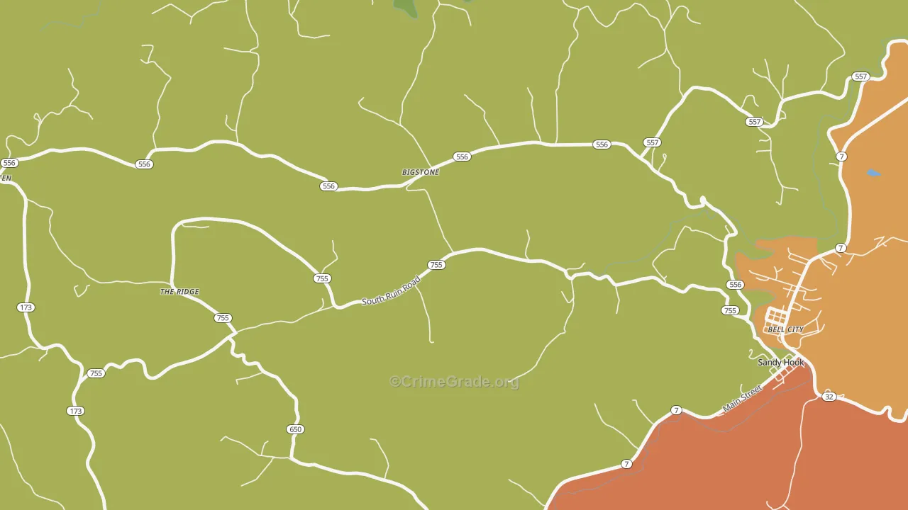 Bigstone, KY Map of Burglary Rates