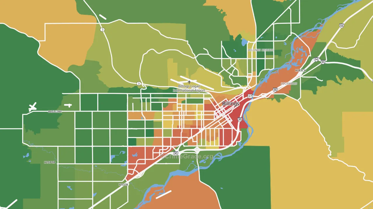 Billings, MT Map of Burglary Rates