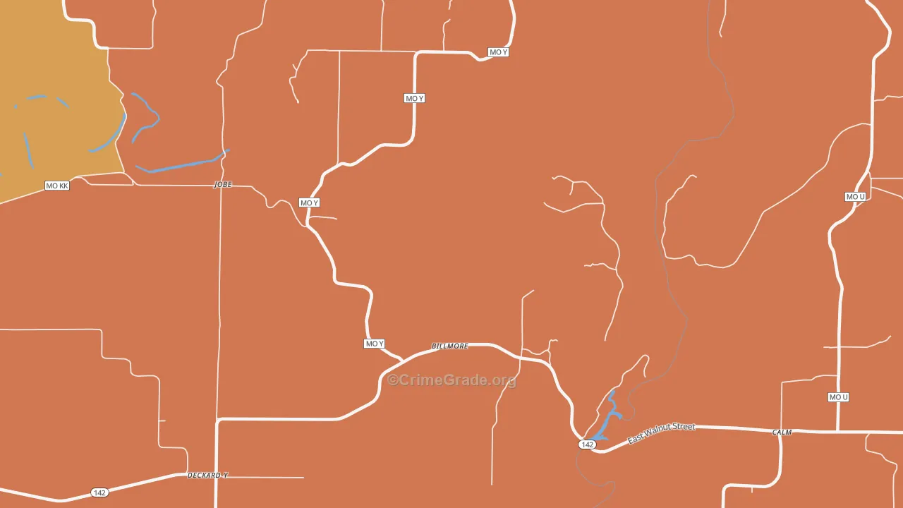 Billmore, MO Map of Burglary Rates