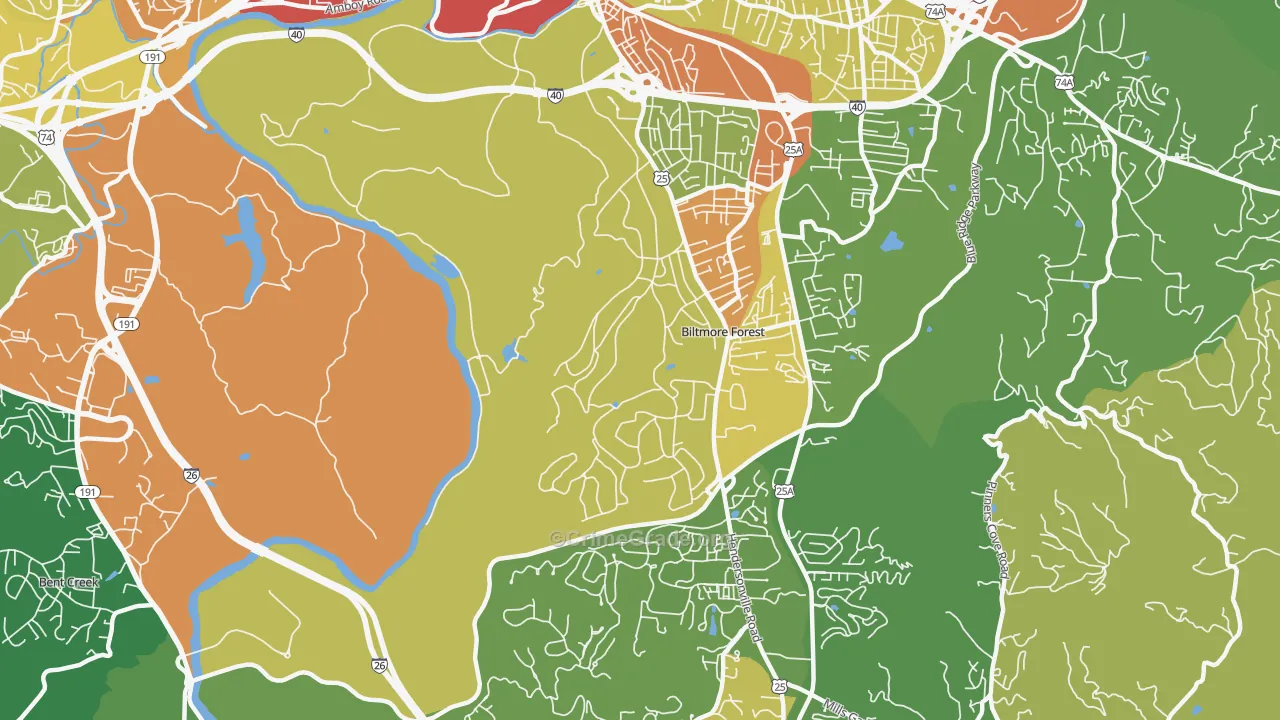 Biltmore Forest, NC Map of Burglary Rates
