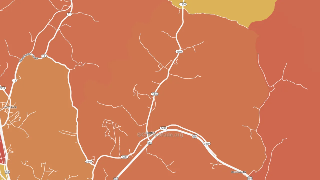 Bimble, KY Map of Burglary Rates