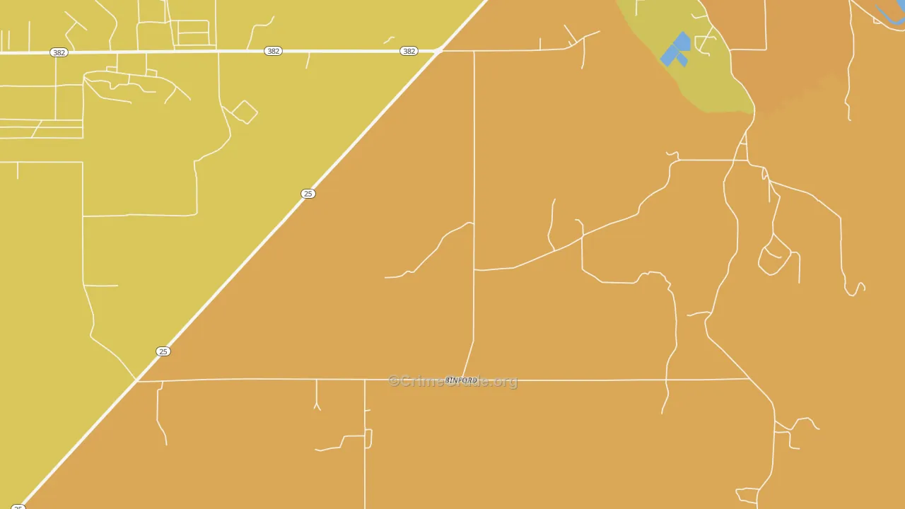 Binford, MS Map of Burglary Rates