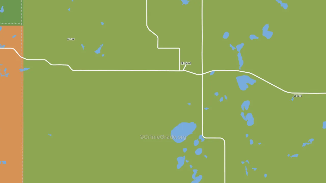 Binford, ND Map of Burglary Rates