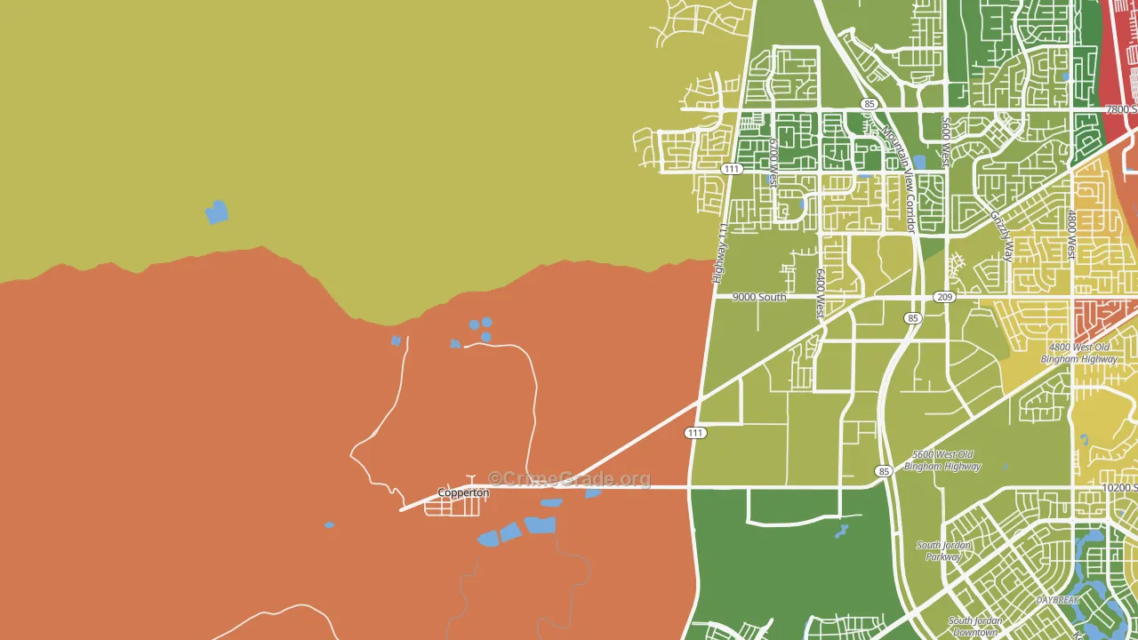 Bingham Canyon, UT Map of Burglary Rates