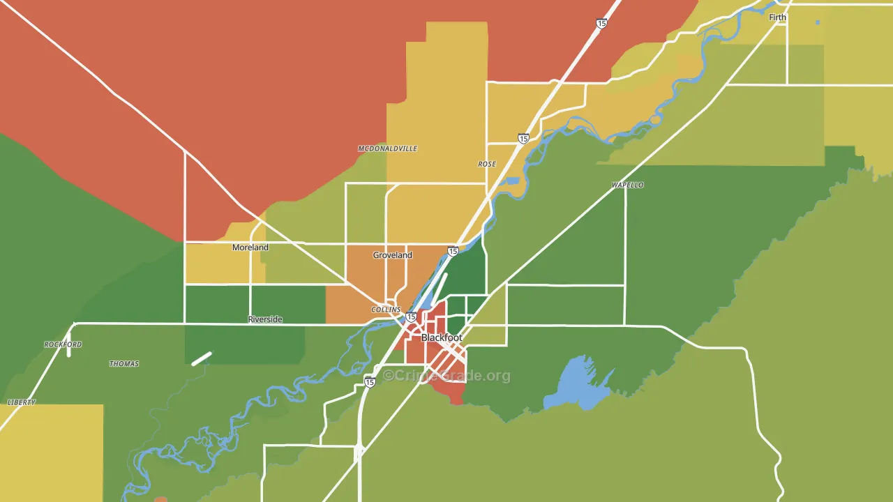 Bingham County, ID Map of Burglary Rates
