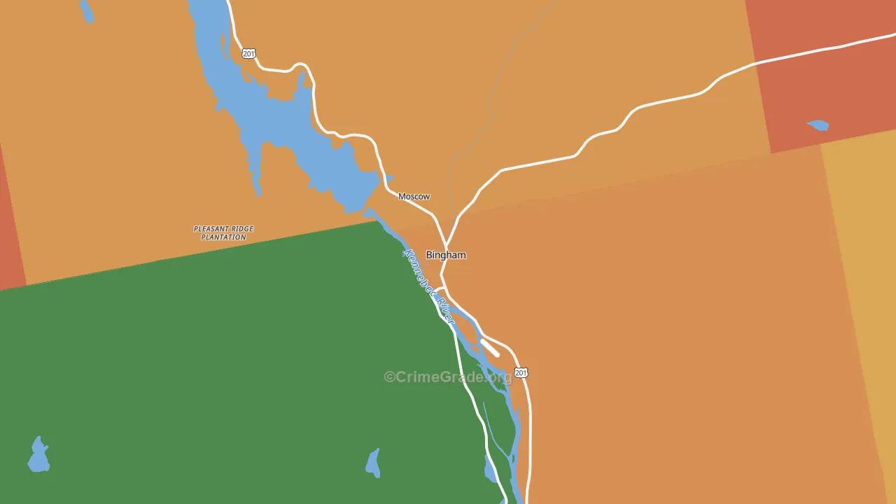 Bingham, ME Map of Burglary Rates