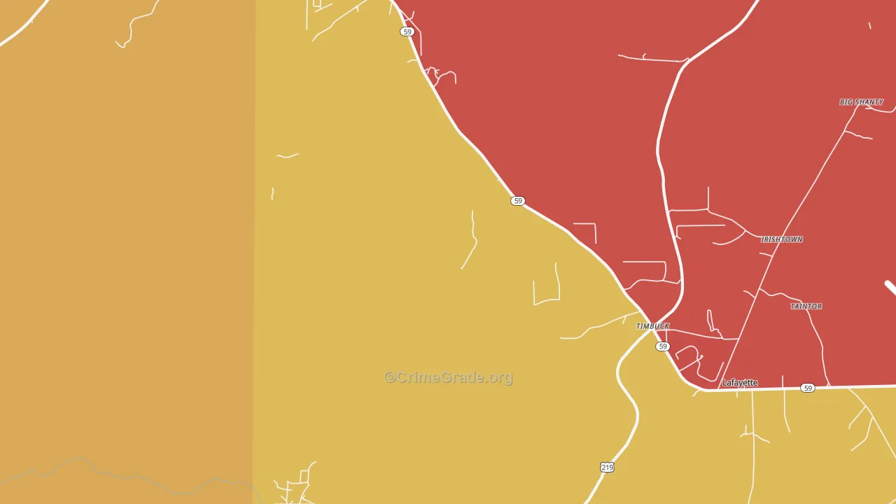 Bingham, PA Map of Burglary Rates