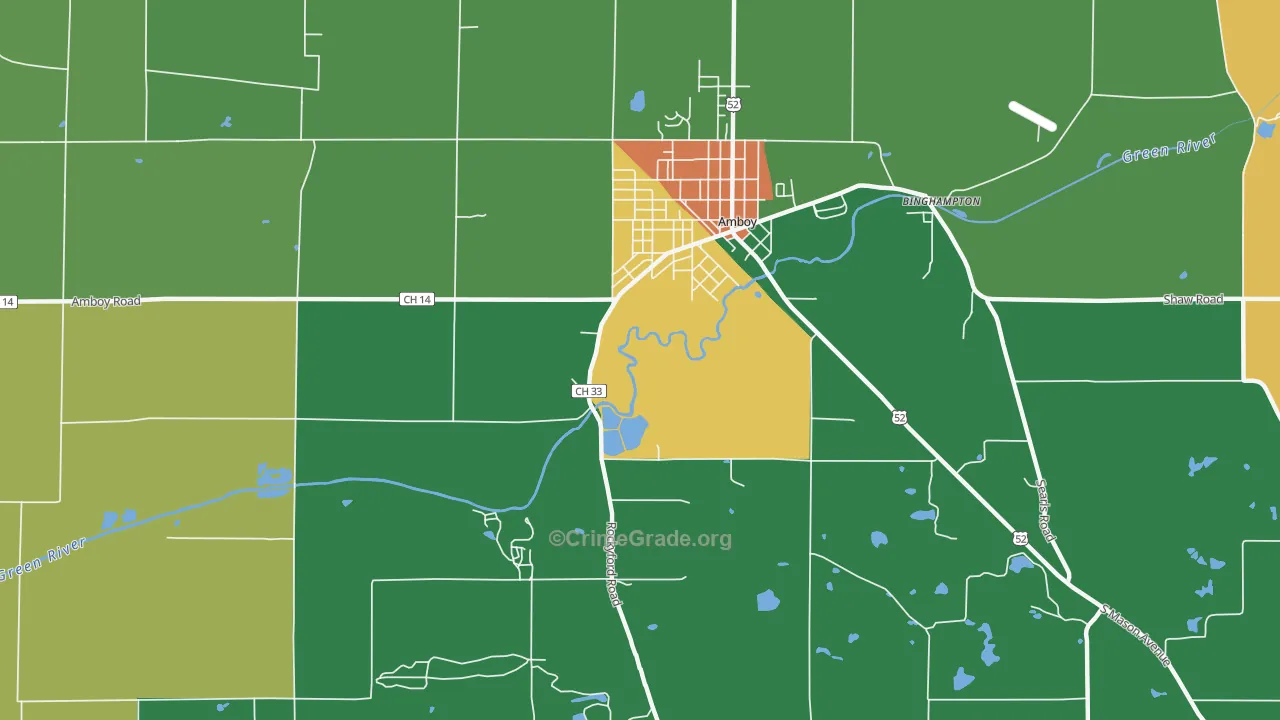 Binghampton, IL Map of Burglary Rates