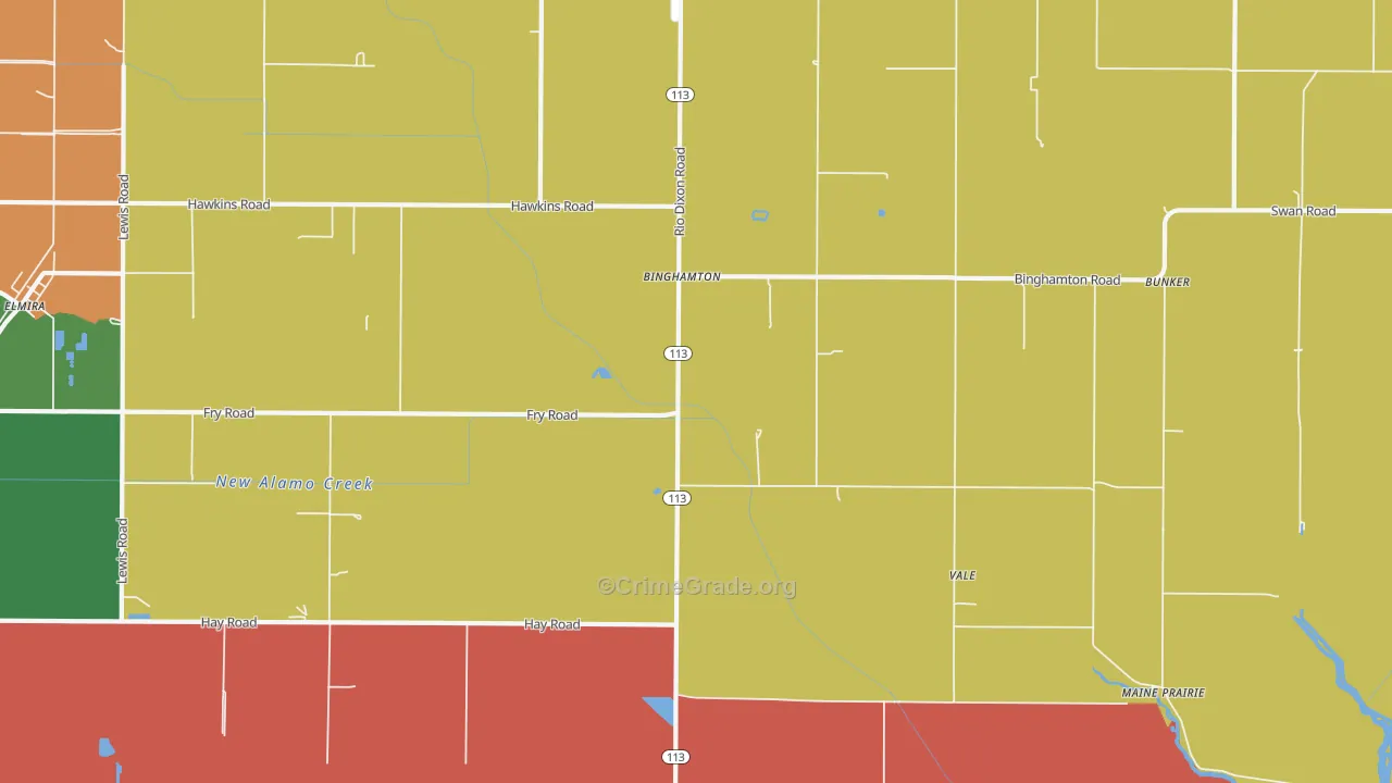 Binghamton, CA Map of Burglary Rates