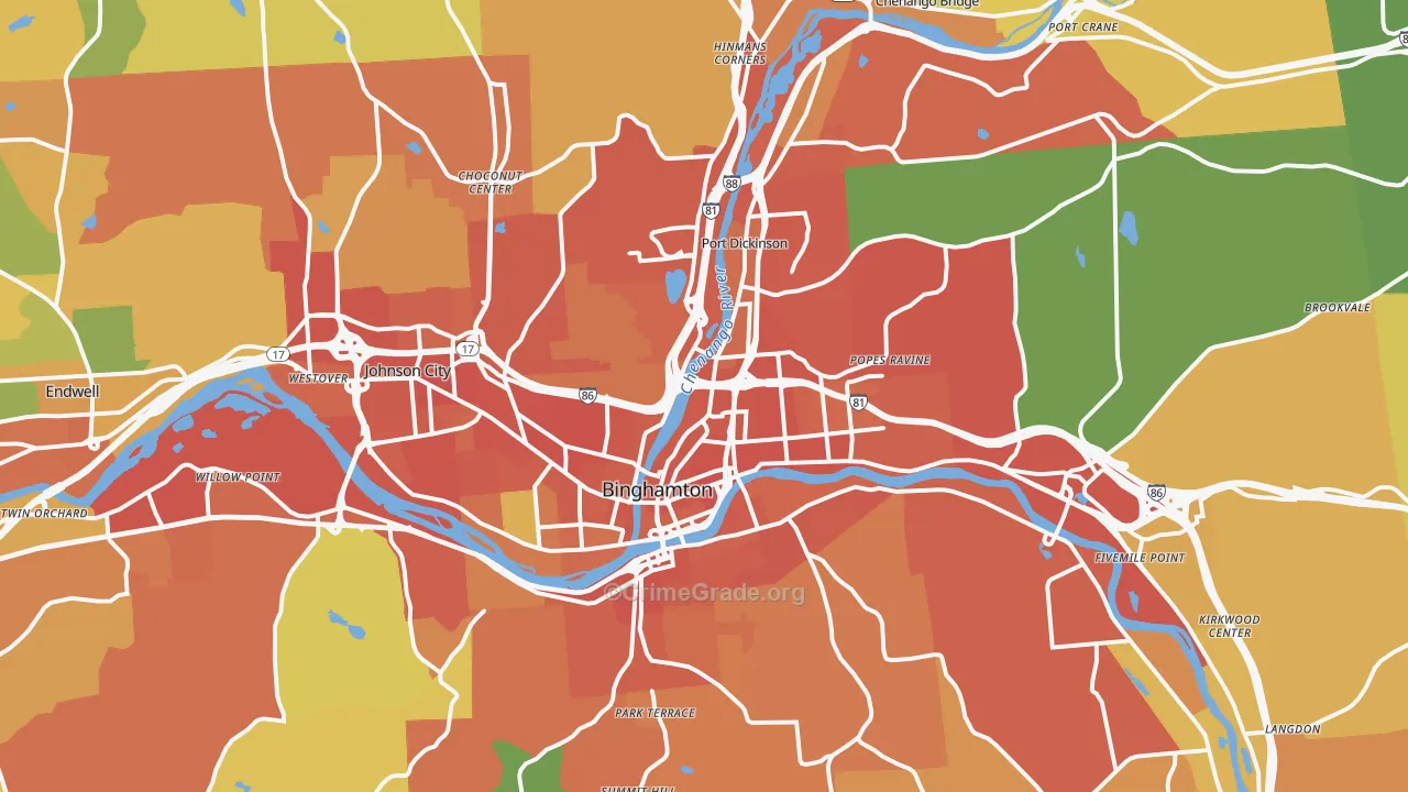 Binghamton, NY Map of Burglary Rates