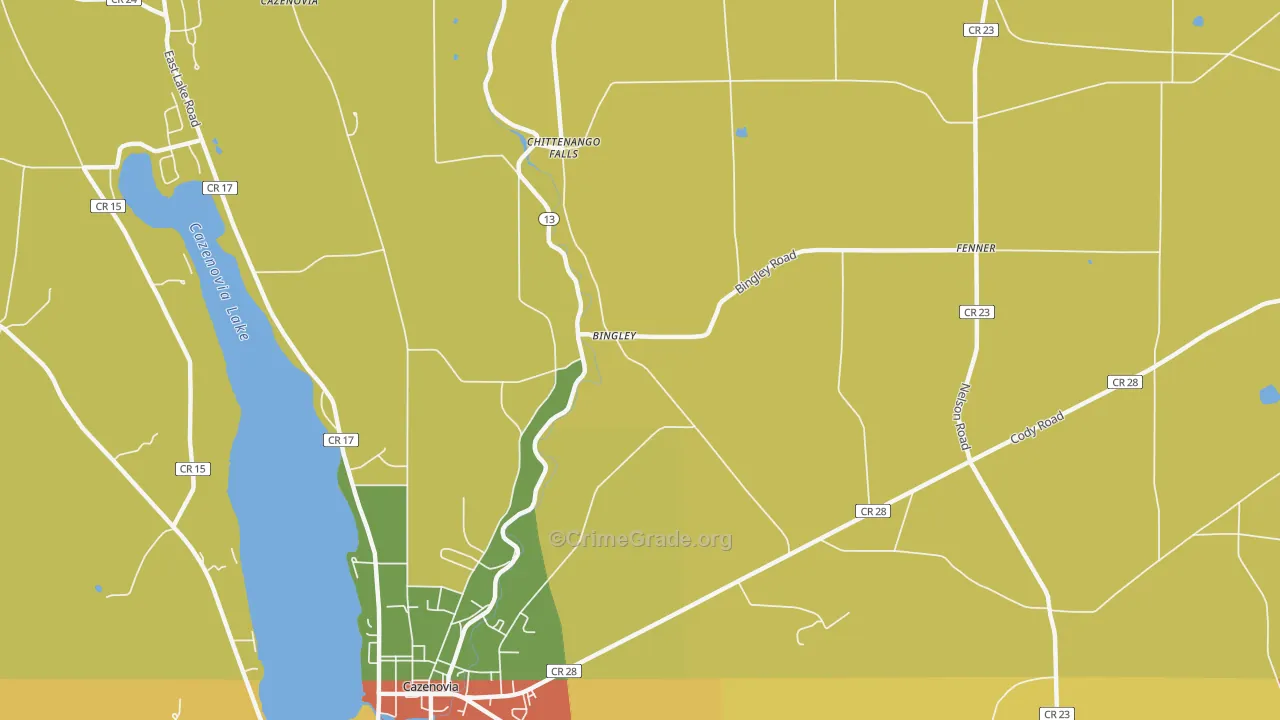 Bingley, NY Map of Burglary Rates