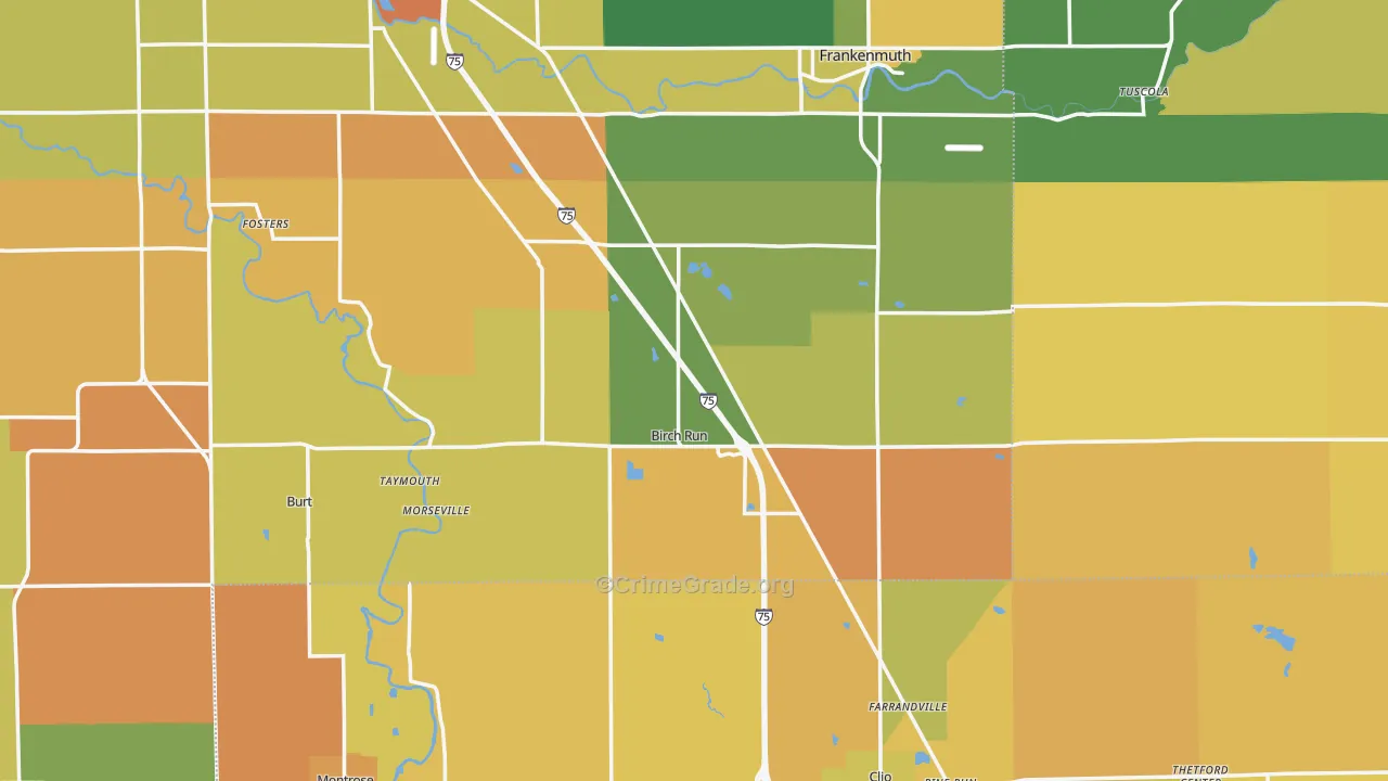 Birch Run, MI Map of Burglary Rates