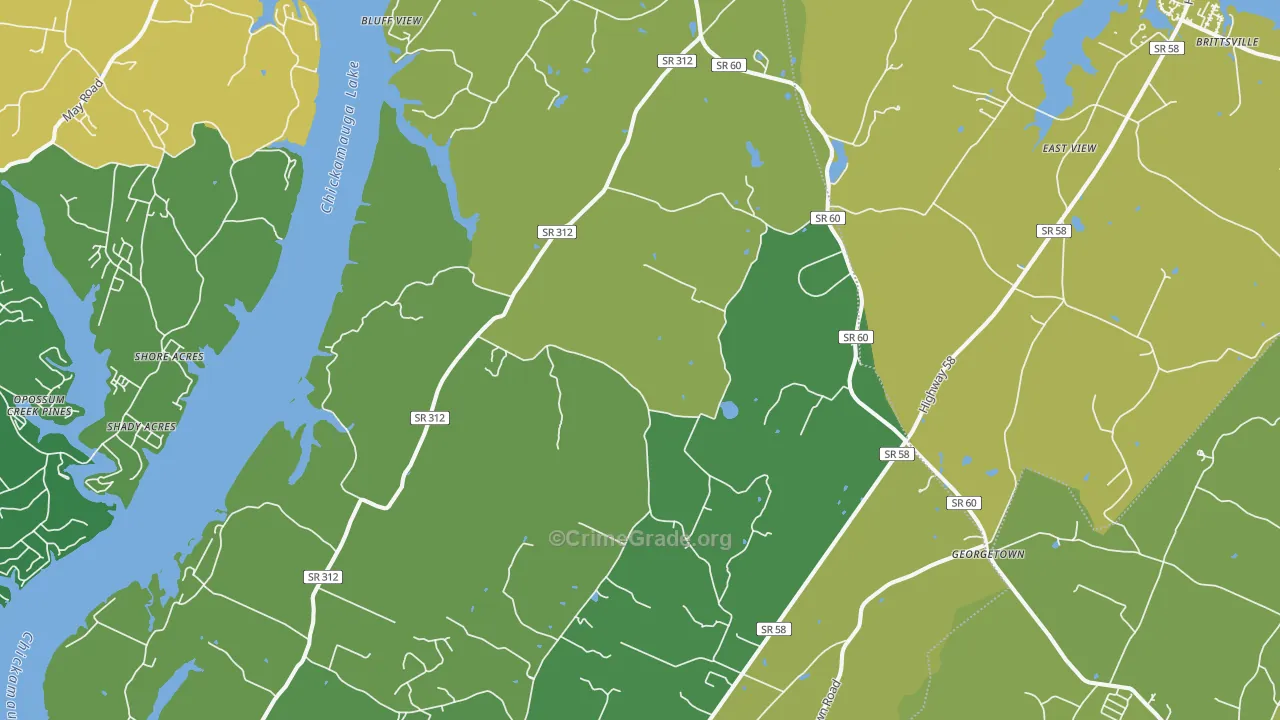 Birchwood, TN Map of Burglary Rates
