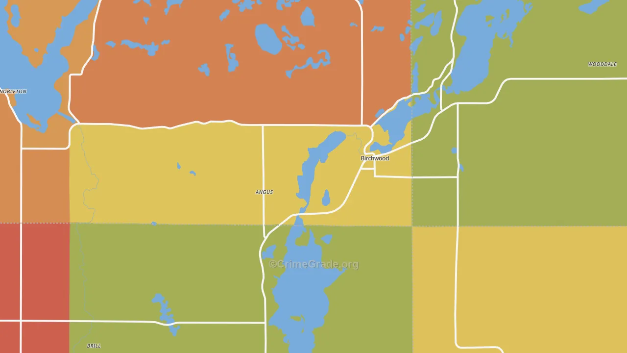 Birchwood, WI Map of Burglary Rates