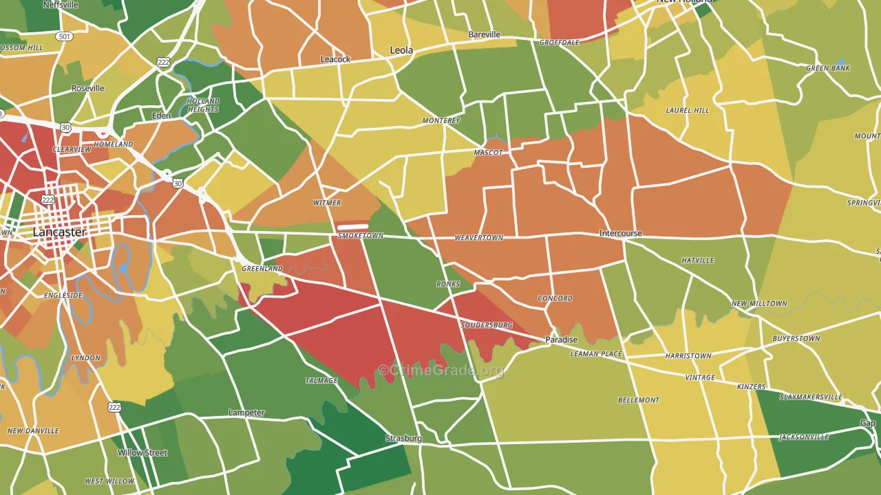 Bird-in-Hand, PA Map of Burglary Rates