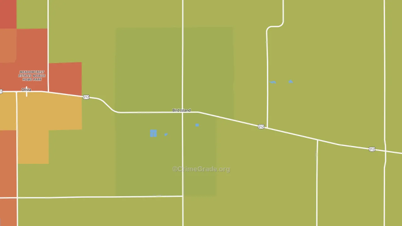 Bird Island, MN Map of Burglary Rates