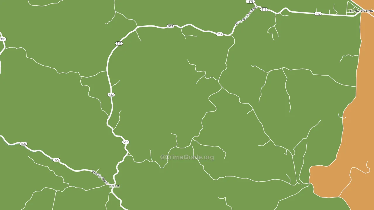 Birdie, KY Map of Burglary Rates