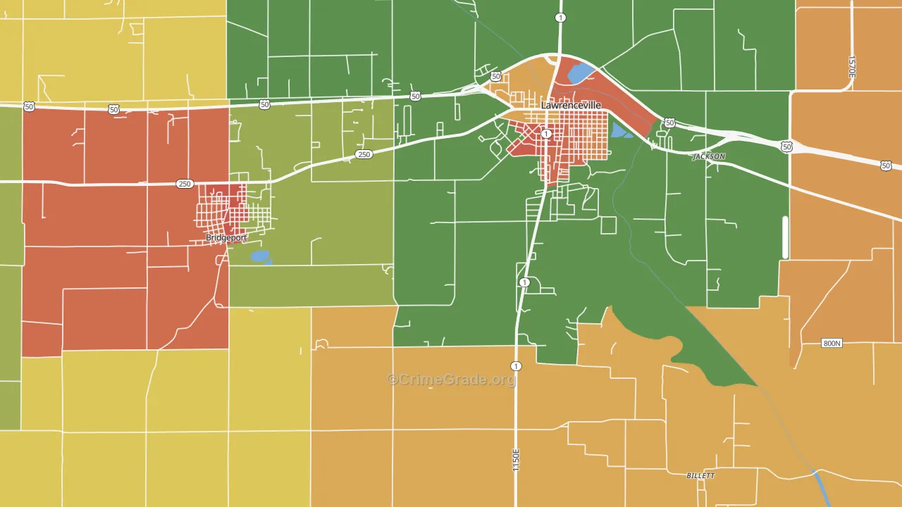Birds, IL Map of Burglary Rates