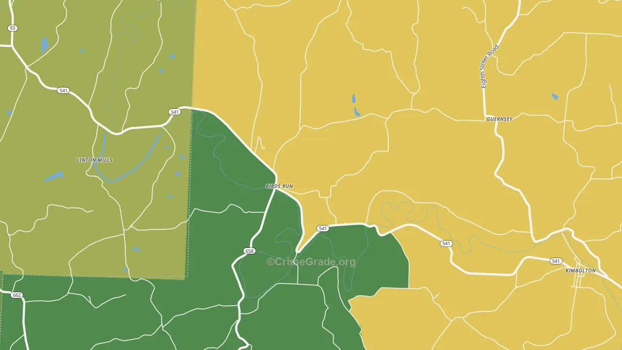 Birds Run, OH Map of Burglary Rates