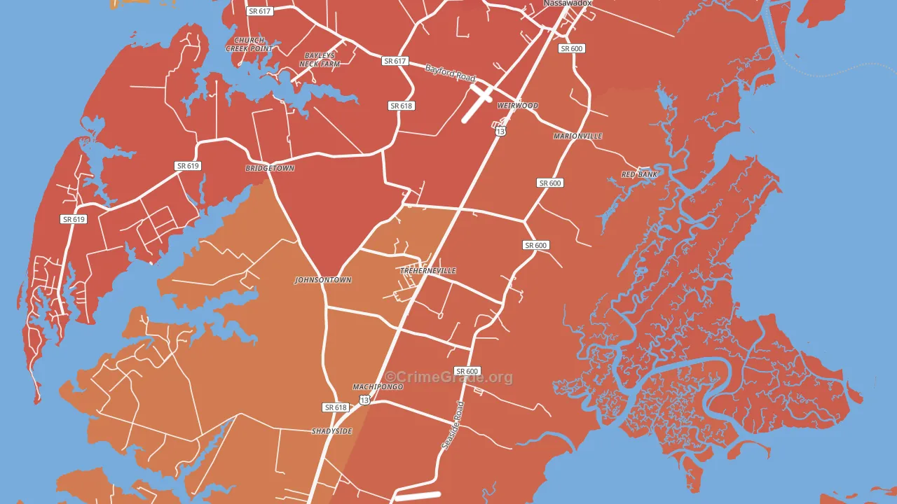 Birdsnest, VA Map of Burglary Rates