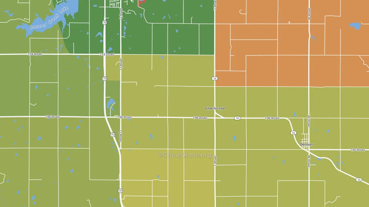 Birmingham, KS Map of Burglary Rates