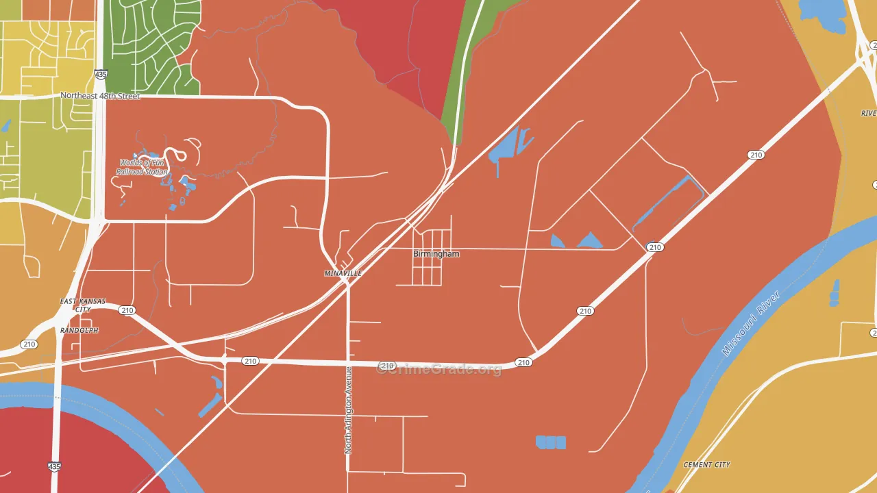 Birmingham, MO Map of Burglary Rates