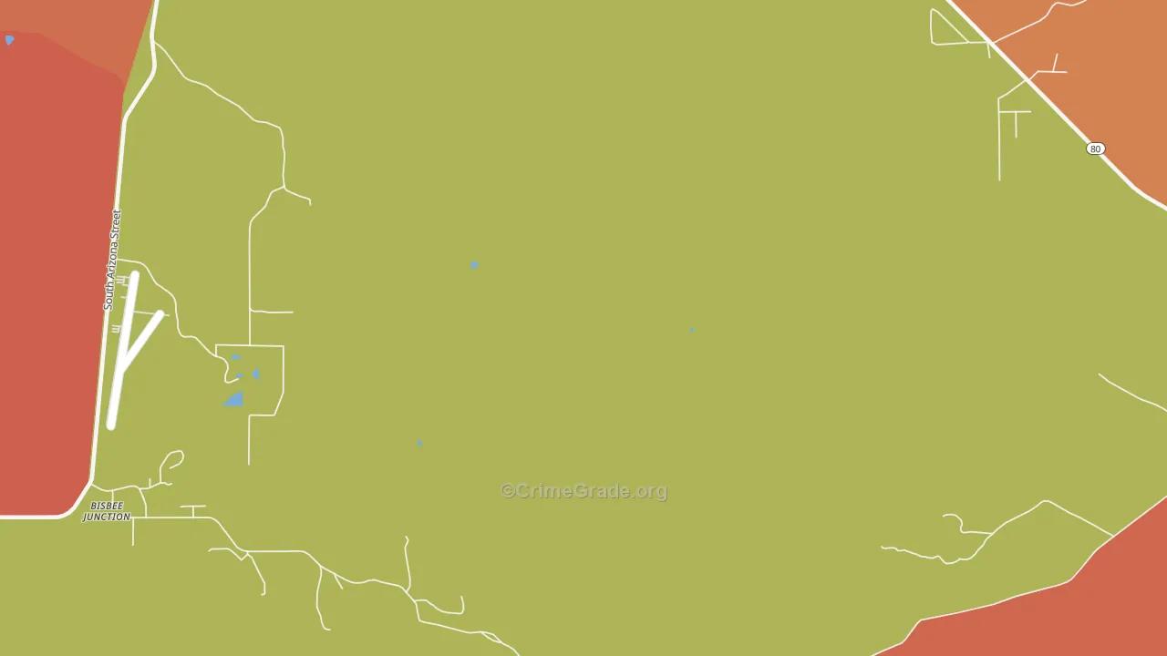 Bisbee Junction, AZ Map of Burglary Rates