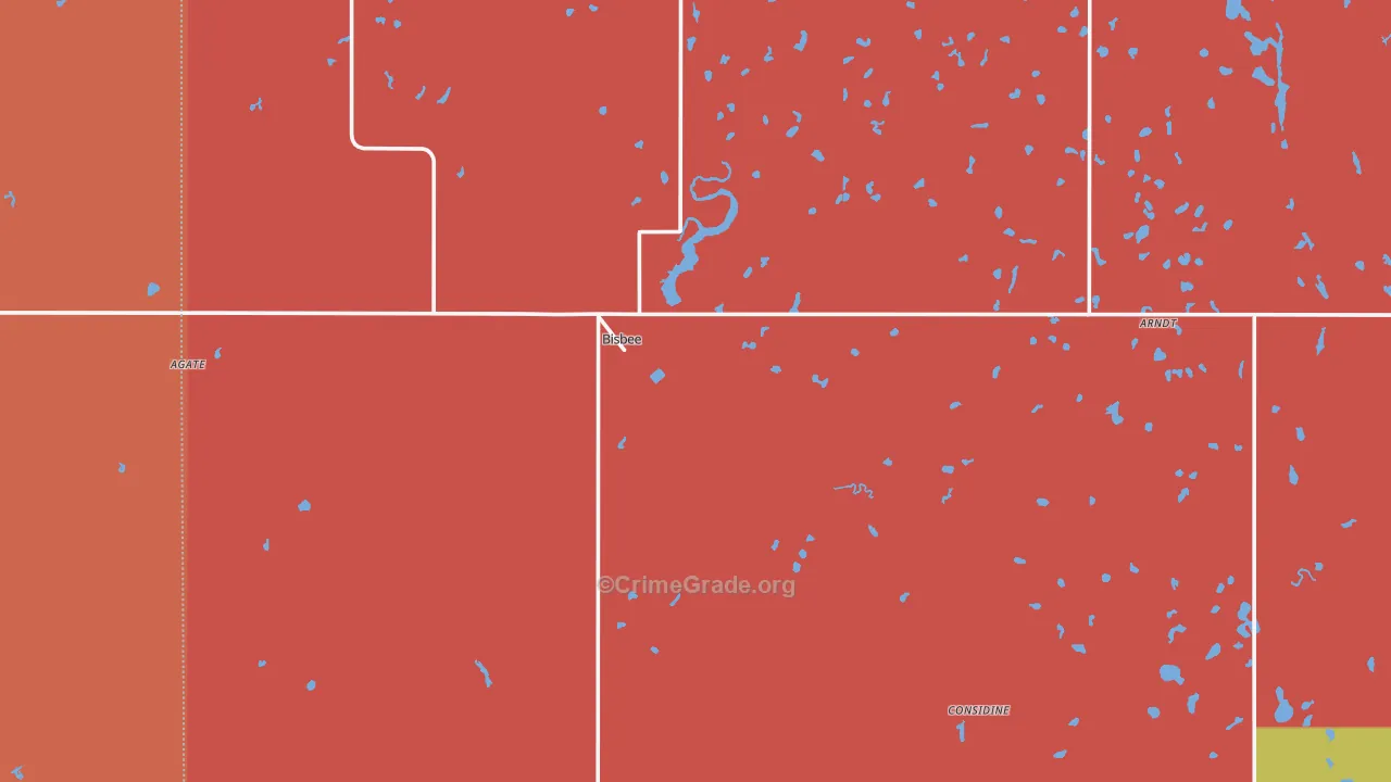 Bisbee, ND Map of Burglary Rates