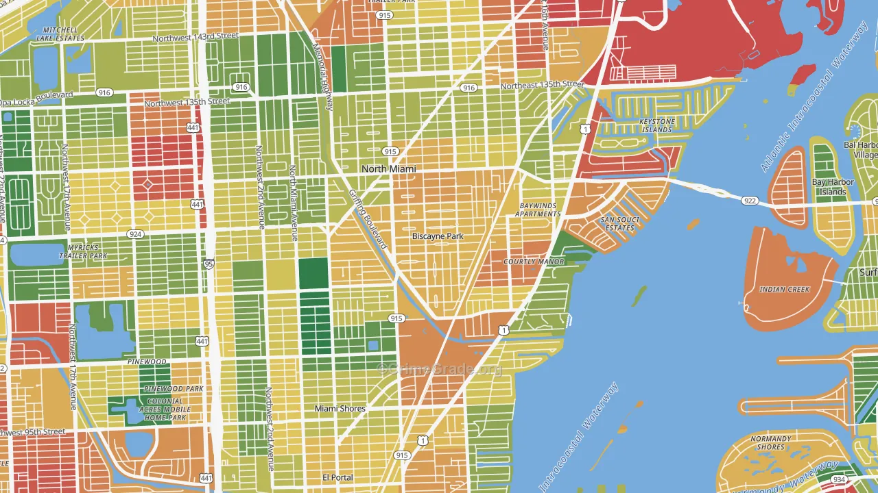 Biscayne Park, FL Map of Burglary Rates