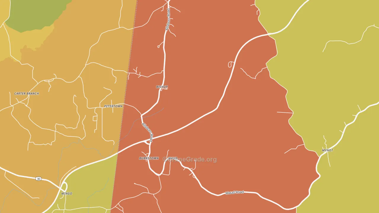 Bishop, AL Map of Burglary Rates