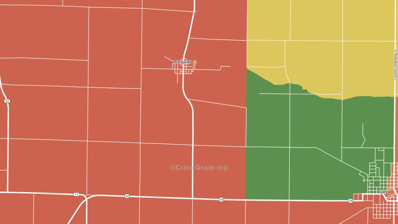 Bishop Hill, IL Map of Burglary Rates