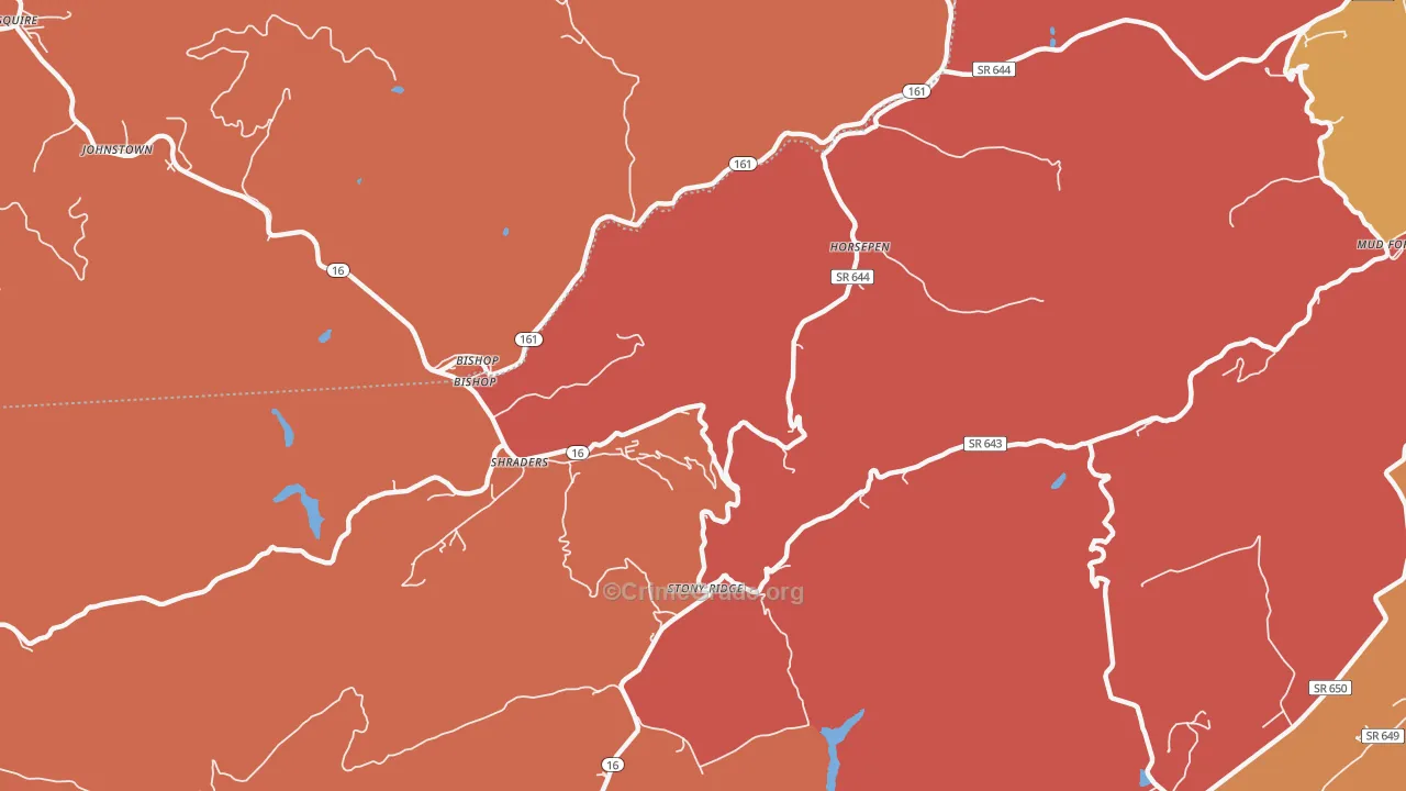 Bishop, VA Map of Burglary Rates