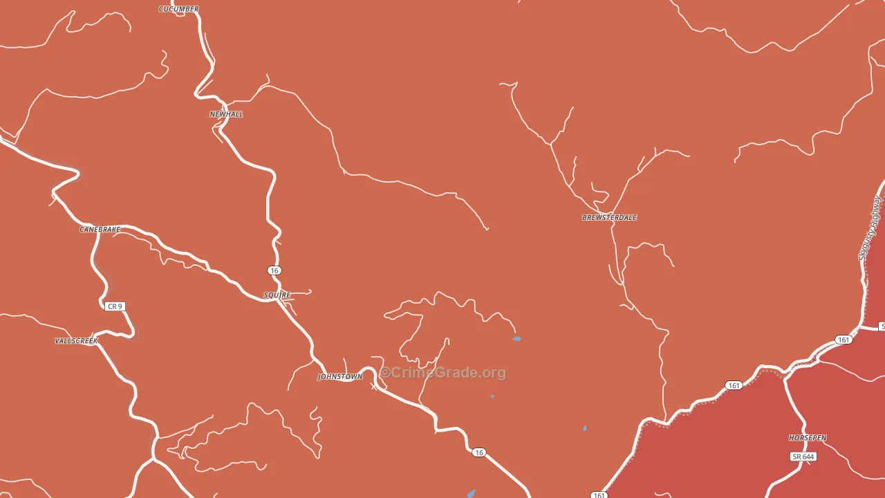 Bishop, WV Map of Burglary Rates