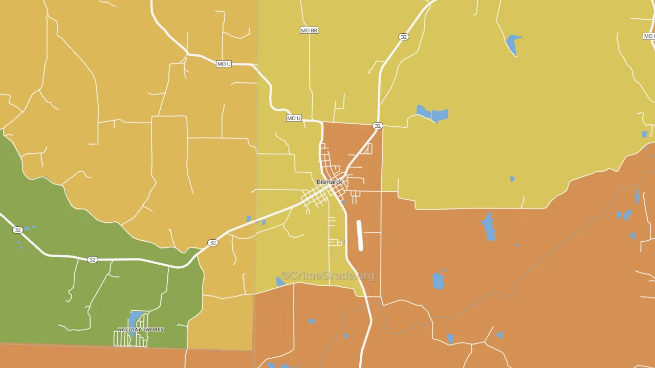 Bismarck, MO Map of Burglary Rates