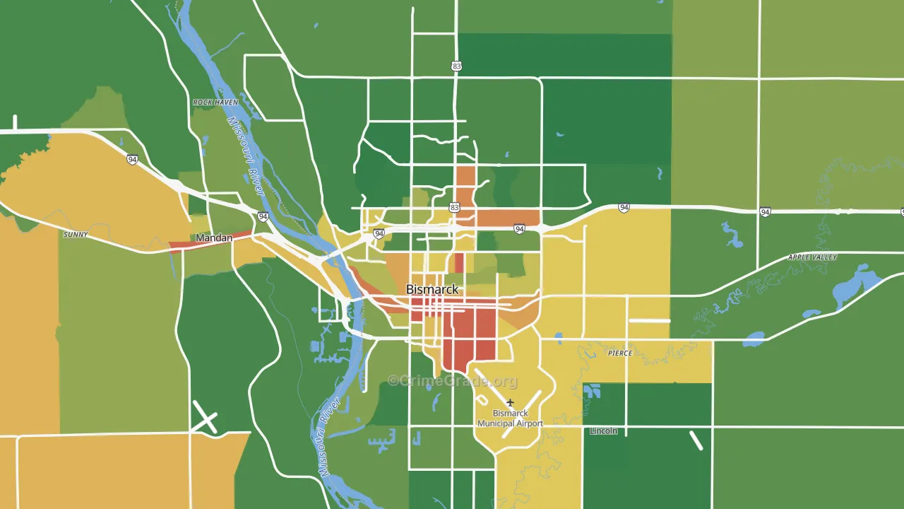 Bismarck, ND Map of Burglary Rates